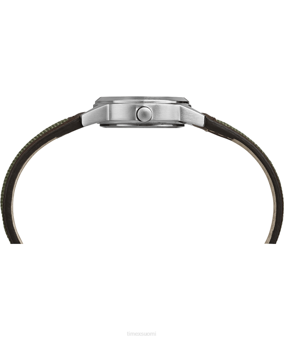 kellot | Timex miehet Expedition field mini 26mm nahkarannekello kromi/ruskea/vihreä 64XP25