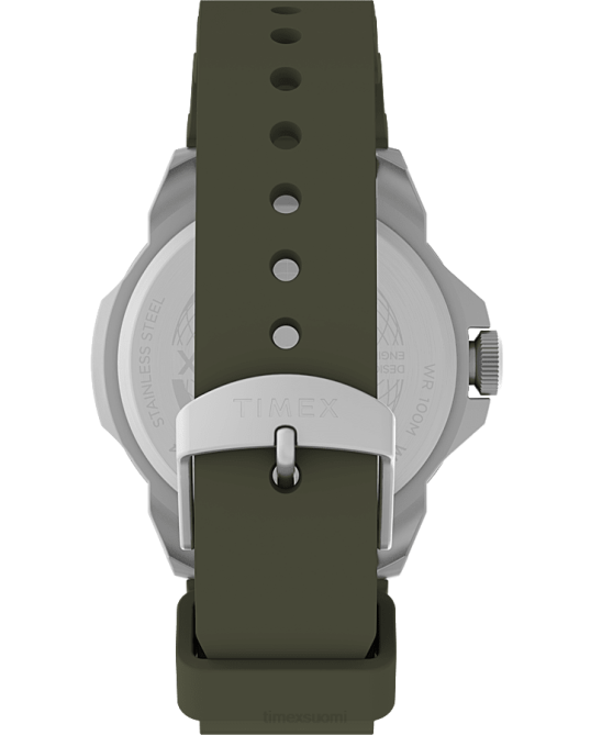 kellot | Timex miehet Expedition north ridge 41mm silikonirannekello hopean sävyinen/vihreä 64XP13