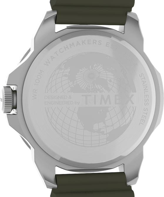 kellot | Timex miehet Expedition north ridge 41mm silikonirannekello hopean sävyinen/vihreä 64XP13