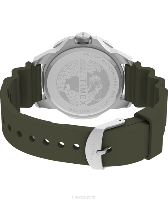 kellot | Timex miehet Expedition north ridge 41mm silikonirannekello hopean sävyinen/vihreä 64XP13