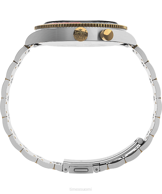 kellot | Timex miehet Waterbury perinteinen gmt 39mm ruostumattomasta teräksestä valmistettu rannekello ruostumaton teräs/kaksisävyinen/sininen 64XP18