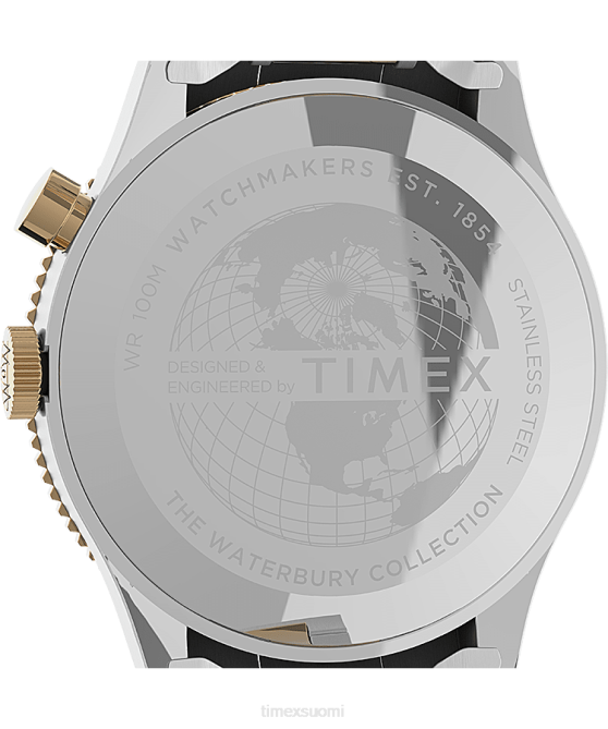 kellot | Timex miehet Waterbury perinteinen gmt 39mm ruostumattomasta teräksestä valmistettu rannekello ruostumaton teräs/kaksisävyinen/sininen 64XP18