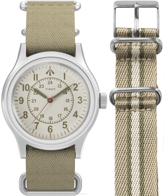 kellot | Timex x miehet nigel cabourn 36mm kangasrannekellosetti rusketus 64XP37