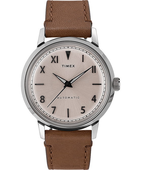 kellot | Timex miehet Marlin automaattinen california kellotaulu 40mm nahkarannekeella ruostumaton teräs/ruskea/luonnollinen 64XP57