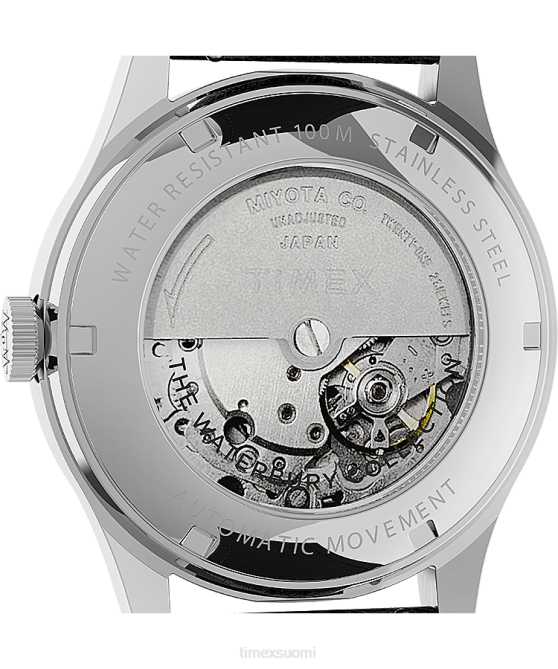 kellot | Timex miehet Waterbury perinteinen automaattinen 39mm nahkarannekello ruostumaton teräs/musta/hopea-sävy 64XP58