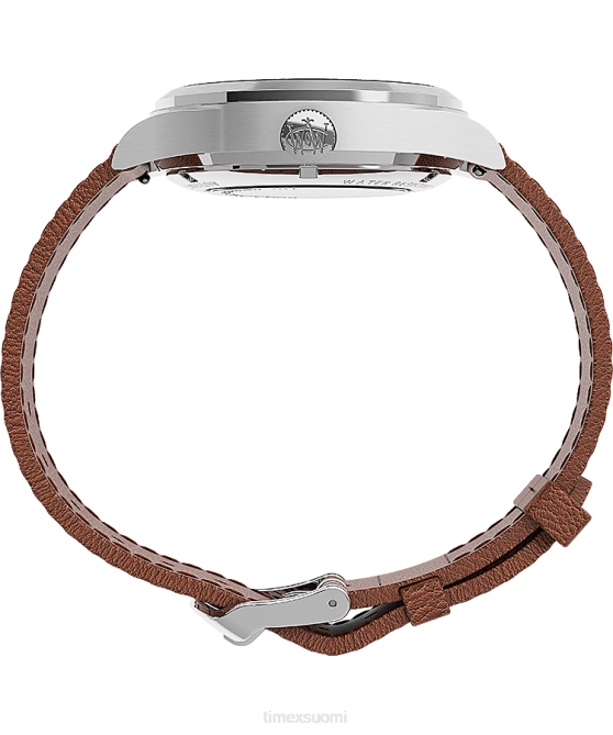 kellot | Timex miehet Waterbury perinteinen automaattinen 39mm nahkarannekello ruostumaton teräs/rusketus/sininen 64XP55