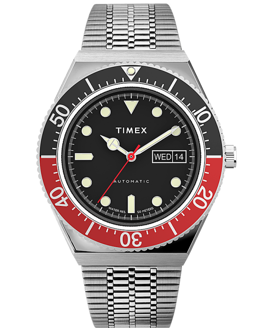 kellot | Timex miehet m79 automaattinen 40 mm ruostumattomasta teräksestä valmistettu rannekello ruostumaton teräs/musta/punainen 64XP47