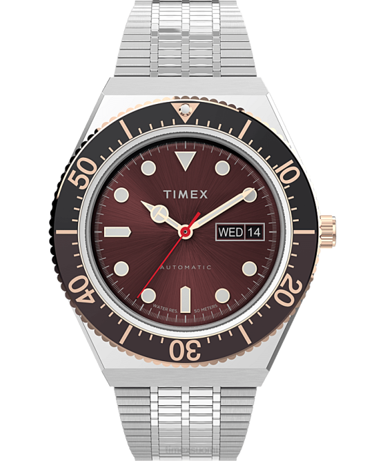 kellot | Timex miehet m79 automaattinen 40 mm ruostumattomasta teräksestä valmistettu rannekello ruostumaton teräs/ruskea 64XP51