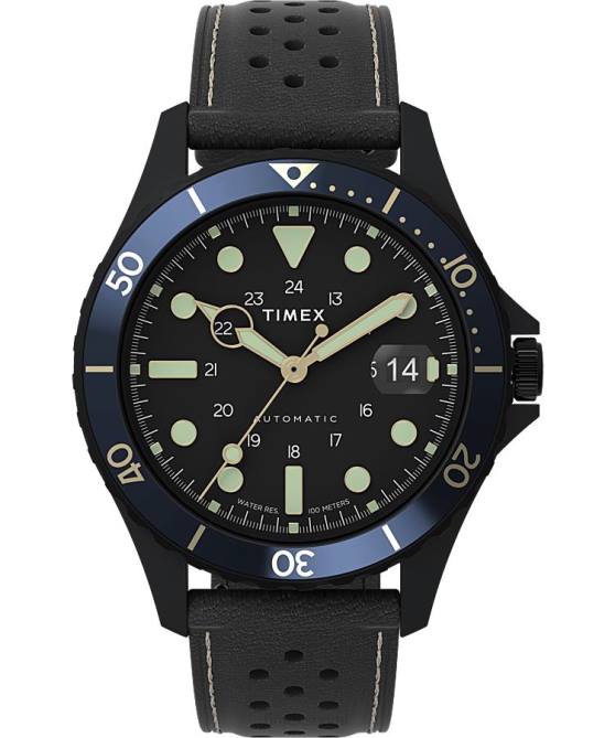 kellot | Timex miehet navi xl automaattinen 41mm nahkarannekello musta 64XP42