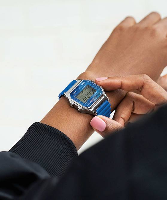 kellot | Timex miehet t80 34mm hartsirannekello hopean sävyinen/sininen 64XP266