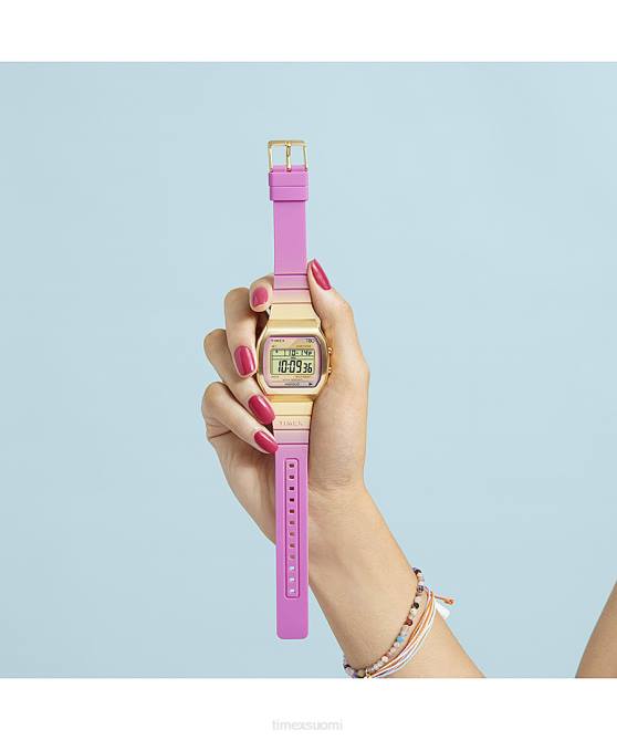 kellot | Timex miehet t80 teräksinen 36mm hartsirannekello kullan sävyinen/pinkki 64XP254
