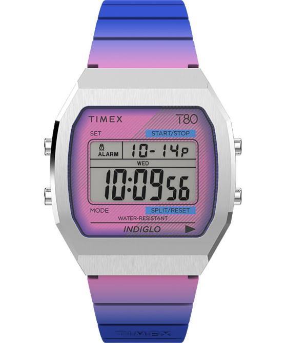 kellot | Timex miehet t80 teräksinen 36mm hartsirannekello ruostumaton teräs/violetti 64XP256
