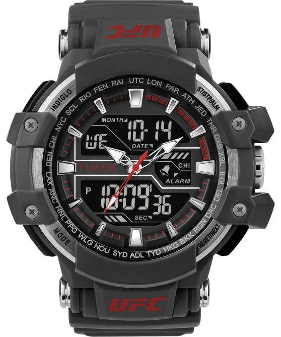 kellot | Timex miehet ufc combat 53mm hartsirannekello harmaa/musta 64XP269