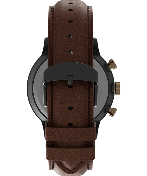 kellot | Timex miehet Waterbury klassinen kronografi 40mm nahkarannekello gunmetal/ruskea/sininen 64XP92