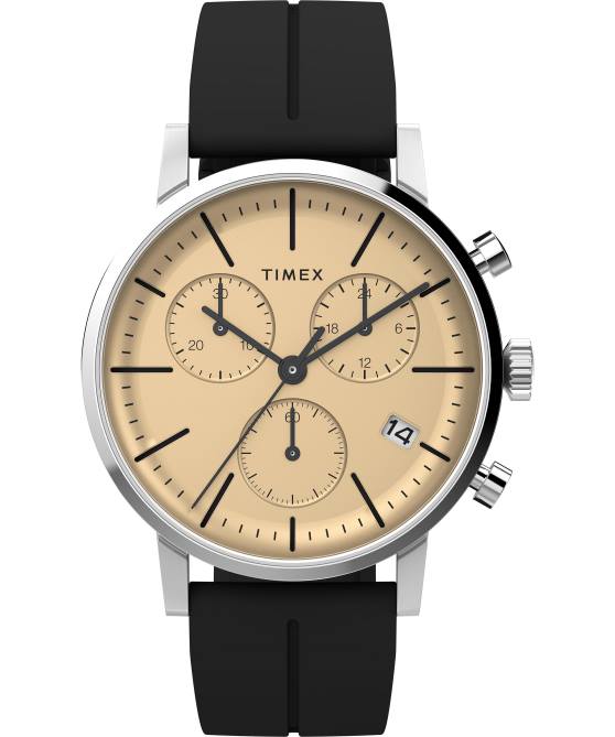 kellot | Timex miehet midtown kronografi 40mm synteettinen kumirannekello ruostumaton teräs/musta/samppanja 64XP84