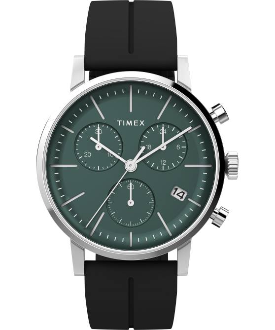 kellot | Timex miehet midtown kronografi 40mm synteettinen kumirannekello ruostumaton teräs/musta/vihreä 64XP85
