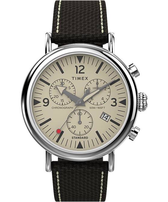 kellot | Timex miehet tavallinen kronografi 41mm kangasrannekello hopean sävyinen/ruskea/kermanvärinen 64XP95