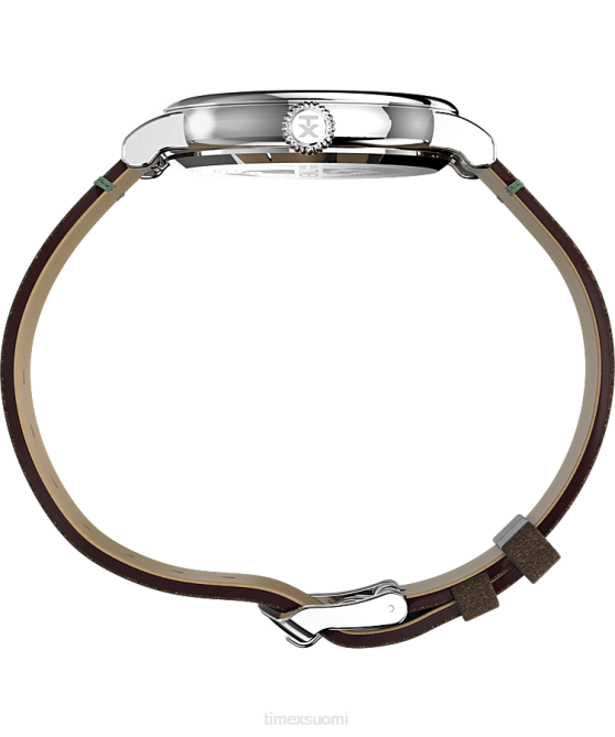 kellot | Timex miehet Normaali 40 mm ympäristöystävällinen nahkarannekello hopean sävyinen/ruskea/vihreä 64XP179