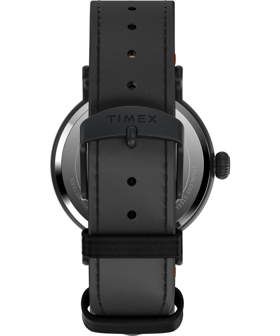 kellot | Timex miehet Standard x peanuts, jossa on snoopy dia de los muertos 40mm nahkarannekello musta/oranssi 64XP236