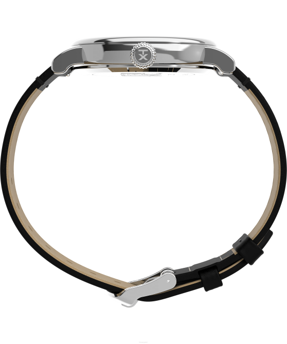 kellot | Timex miehet Standard x peanuts, jossa on snoopy hyvää syntymäpäivää 40 mm nahkarannekello hopean sävyinen/musta/valkoinen 64XP204