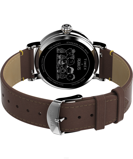 kellot | Timex miehet Standard x peanuts, jossa on snoopy kiitospäivän 40 mm nahkarannekello ruskea 64XP187