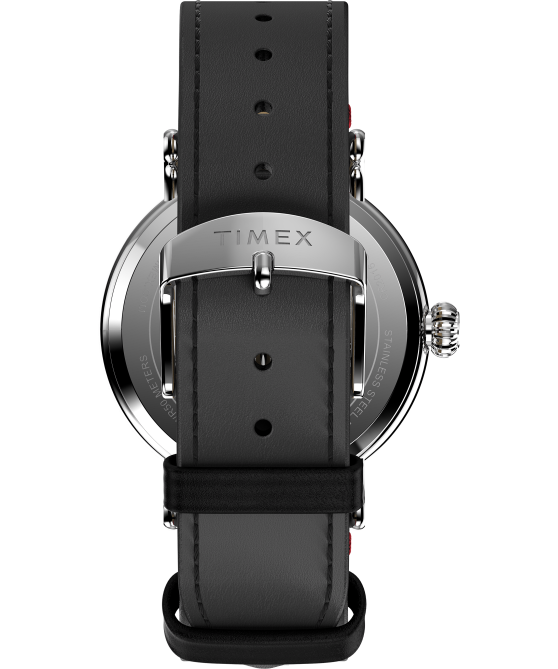 kellot | Timex miehet Standard x peanuts mukana snoopy Holiday 40mm nahkarannekello hopean sävyinen/musta/punainen 64XP210