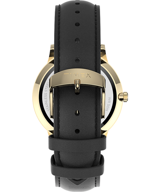 kellot | Timex miehet Waterbury klassinen 40 mm nahkarannekello kulta-sävy/musta/valkoinen 64XP233