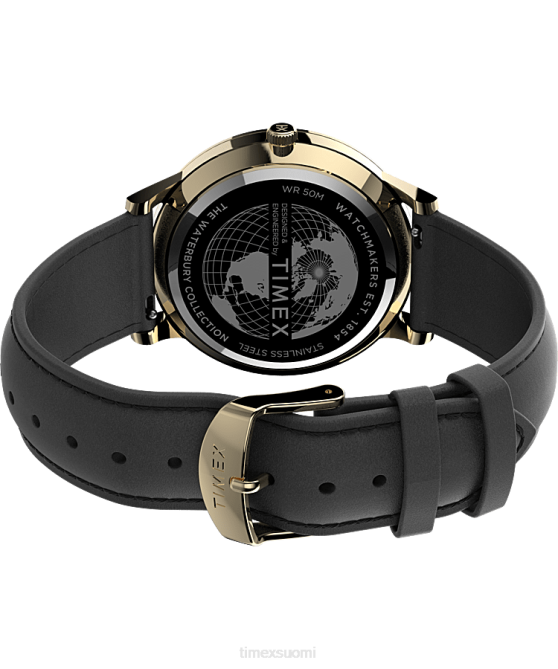 kellot | Timex miehet Waterbury klassinen 40 mm nahkarannekello kulta-sävy/musta/valkoinen 64XP233