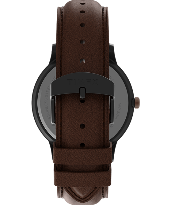 kellot | Timex miehet Waterbury klassinen päivä/treffikello 40mm nahkaranneke gunmetal/ruskea/sininen 64XP230