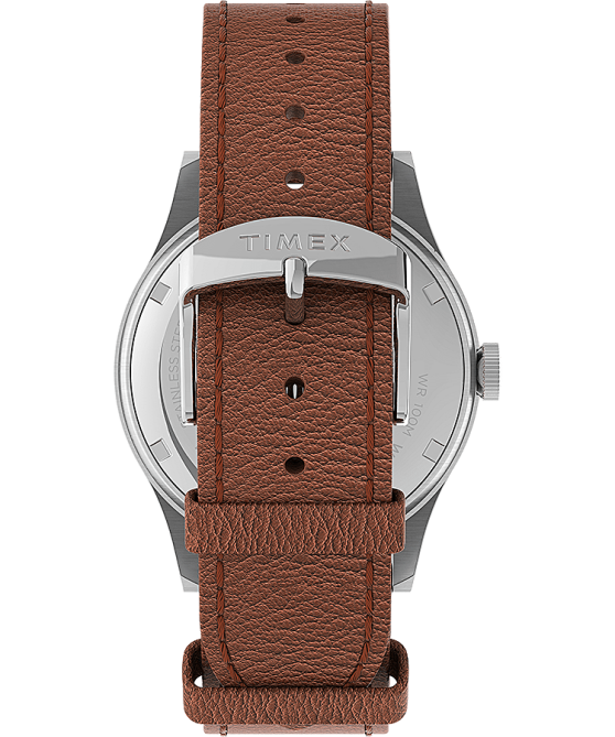 kellot | Timex miehet Waterbury perinteinen päiväkello 39 mm nahkarannekkeella ruostumaton teräs/rusketus/sininen 64XP227