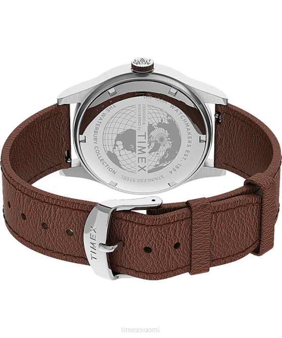 kellot | Timex miehet Waterbury perinteinen päiväkello 39 mm nahkarannekkeella ruostumaton teräs/rusketus/sininen 64XP227