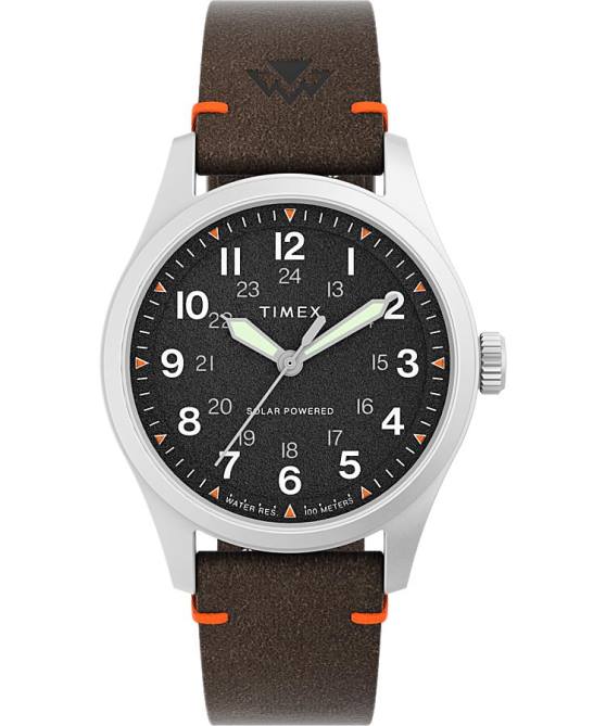 kellot | Timex miehet expedition north field aurinkokello 36mm ympäristöystävällinen nahkarannekello ruostumaton teräs/ruskea/musta 64XP177