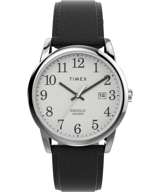 kellot | Timex miehet helppolukuinen 38 mm kertasäätöinen nahkarannekello hopean sävyinen/musta/valkoinen 64XP186
