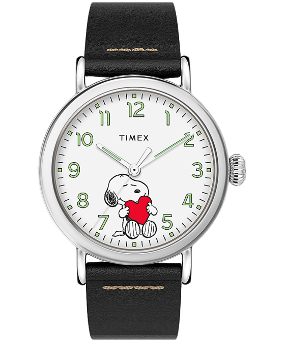 kellot | Timex miehet standard x peanuts featuring snoopy ystävänpäivä hopean sävyinen/musta/valkoinen 64XP232