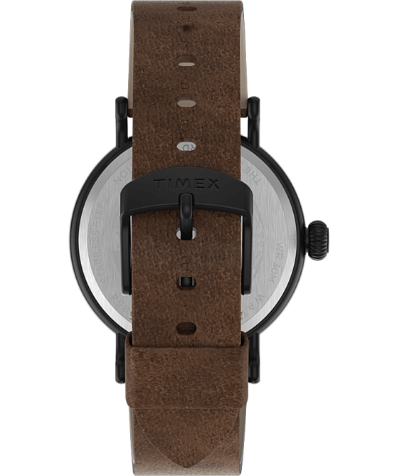 kellot | Timex miehet tavallinen 40 mm nahkarannekello mustanruskea 64XP202