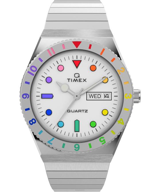 kellot | Q Timex miehet Rainbow 36mm ruostumattomasta teräksestä valmistettu laajennusrannekello hopean sävyinen 64XP152