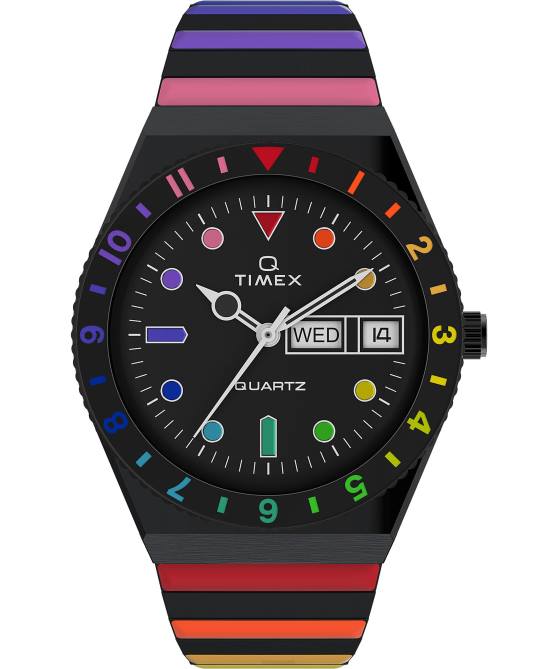 kellot | Q Timex miehet Rainbow 36mm ruostumattomasta teräksestä valmistettu laajennusrannekello musta 64XP138