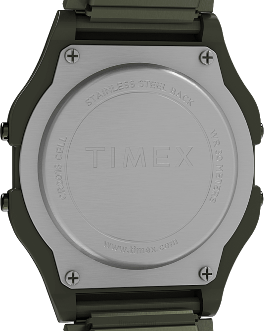 kellot | Timex miehet t80 34 mm ruostumattomasta teräksestä valmistettu laajennusrannekello, joka sopii täydellisesti ruostumaton teräs/vihreä 64XP169