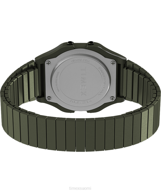 kellot | Timex miehet t80 34 mm ruostumattomasta teräksestä valmistettu laajennusrannekello, joka sopii täydellisesti ruostumaton teräs/vihreä 64XP169
