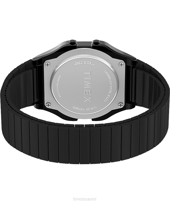 kellot | Timex miehet t80 34mm ruostumattomasta teräksestä valmistettu laajennusrannekello musta 64XP171