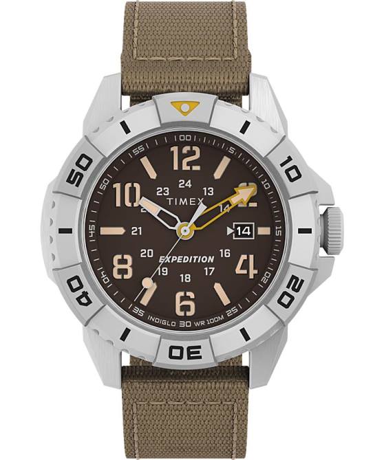 kellot | Timex miehet expedition north ridge 42mm kierrätetyistä materiaaleista kangasrannekello hopean sävyinen/ruskea/ruskea 64XP125