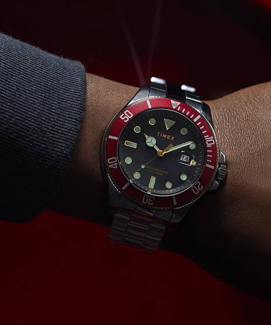 kellot | Timex miehet satamarannikon 43mm rannekello hopean sävy/ruostumaton teräs/musta 64XP136