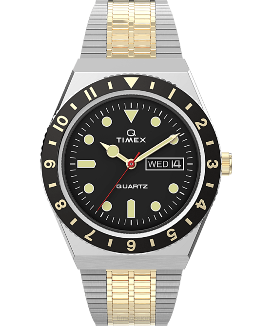 kellot | Q Timex miehet julkaisee uudelleen 38 mm ruostumattomasta teräksestä valmistettu rannekello ruostumaton teräs/kaksisävy/musta 64XP306