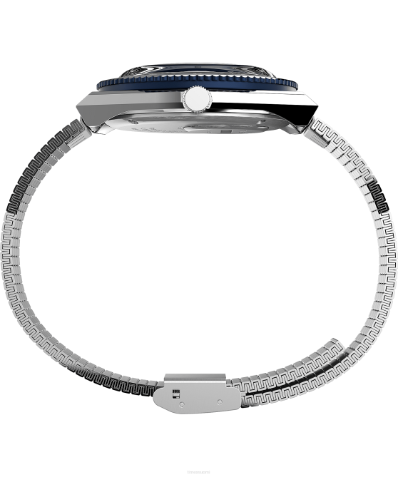 kellot | Q Timex miehet julkaisee uudelleen 38 mm ruostumattomasta teräksestä valmistettu rannekello ruostumaton teräs/sininen 64XP297