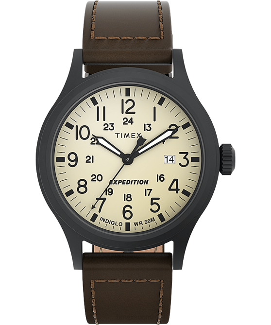 kellot | Timex miehet Expedition Scout 40mm nahkarannekello musta/ruskea/luonnollinen 64XP316