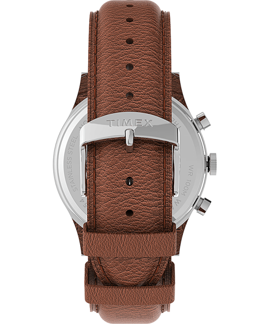 kellot | Timex miehet Waterbury perinteinen kronografi 42mm nahkarannekello ruostumaton teräs/rusketus/vihreä 64XP296