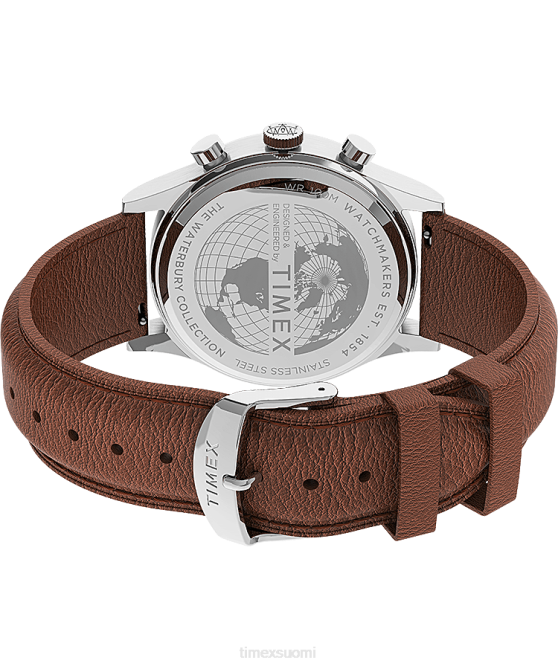 kellot | Timex miehet Waterbury perinteinen kronografi 42mm nahkarannekello ruostumaton teräs/rusketus/vihreä 64XP296
