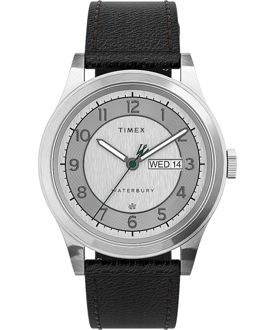 kellot | Timex miehet Waterbury perinteinen päiväkello 39 mm nahkarannekkeella ruostumaton teräs/musta/hopea-sävy 64XP289