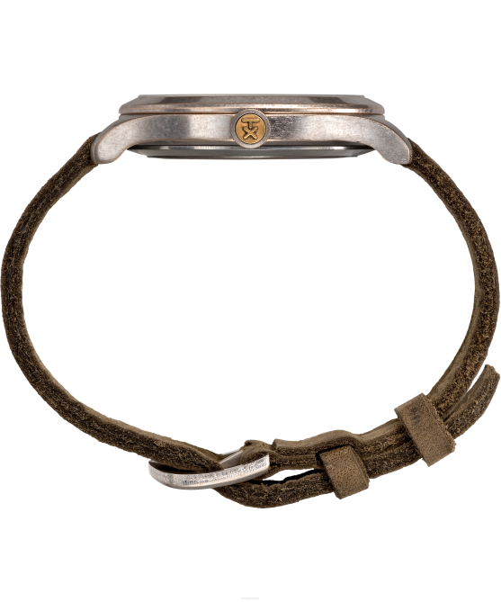 kellot | Timex x miehet tehty kulunut 41mm nahkarannekkeinen kello ruostumaton teräs/ruskea 64XP293
