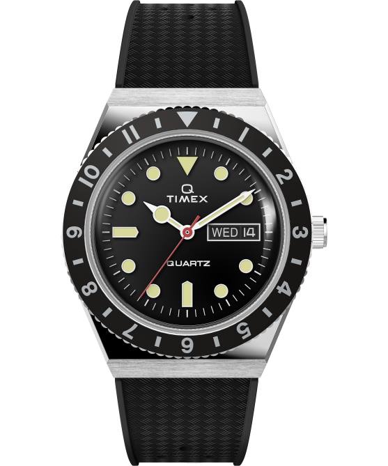 kellot | Q Timex miehet Kello 38 mm synteettisellä kumilla ruostumaton teräs/musta 64XP75